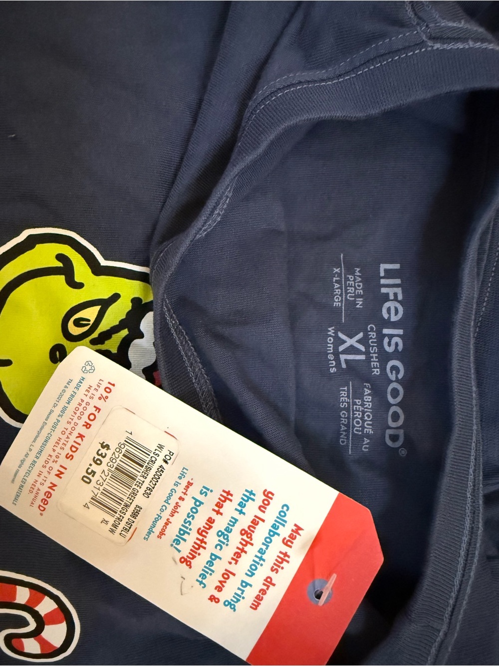 Life Is Good Navy Long-Sleeve Tee with Green Grinch Graphic - Picture 7 of 7